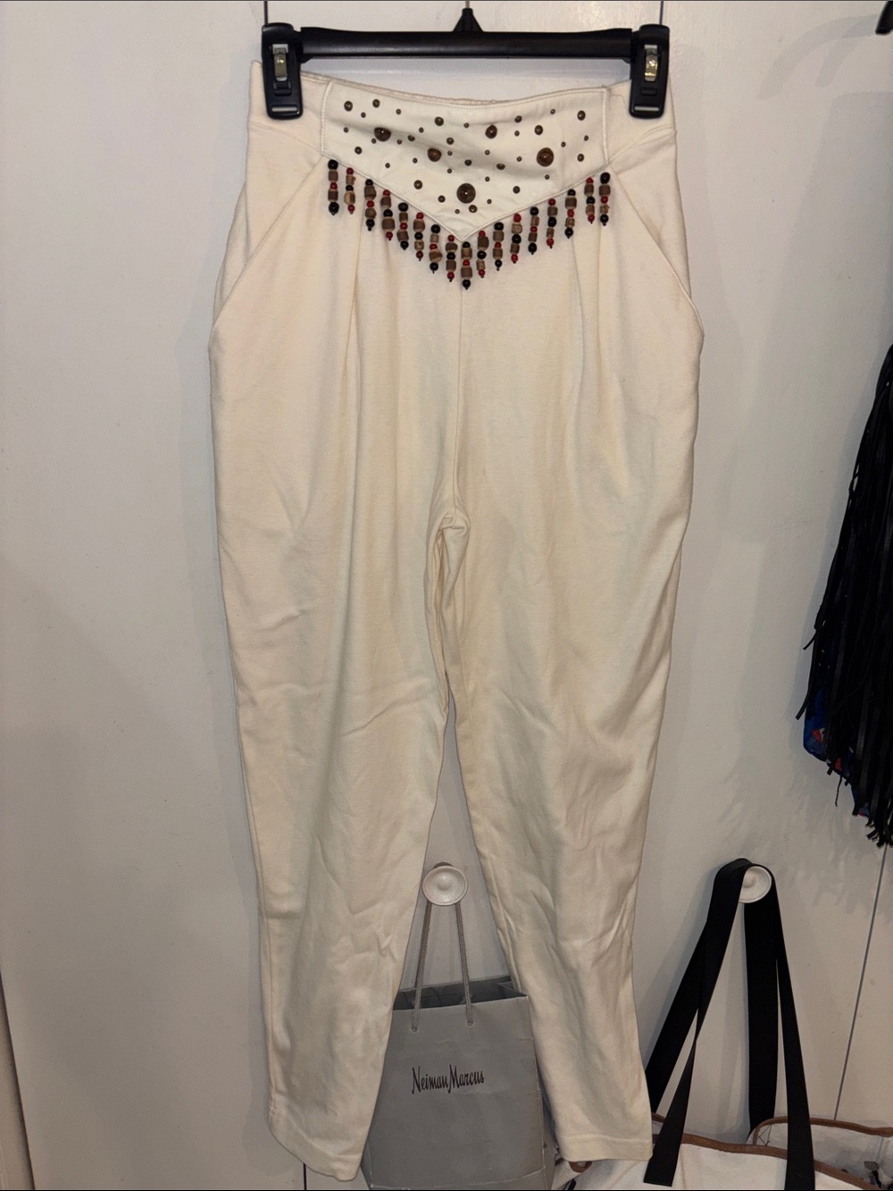 Vintage high waisted Trousers Cache Beaded Waist,S